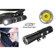 Hi-max diving flashlight attached on diving gear and scuba bcd